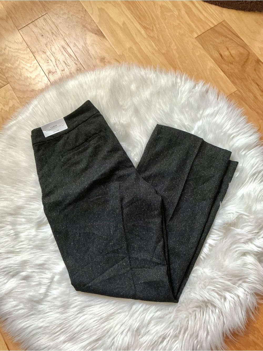 NWT Ann Taylor Black Speckled Slim Trousers Size 14 CURVY
